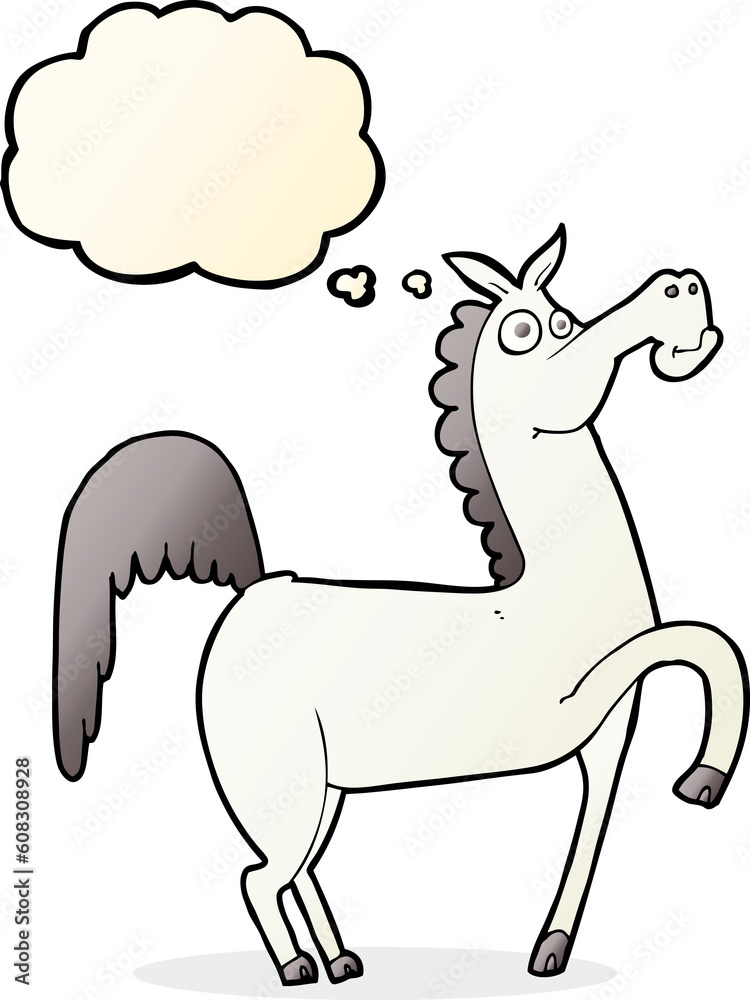 funny cartoon horse with thought bubble