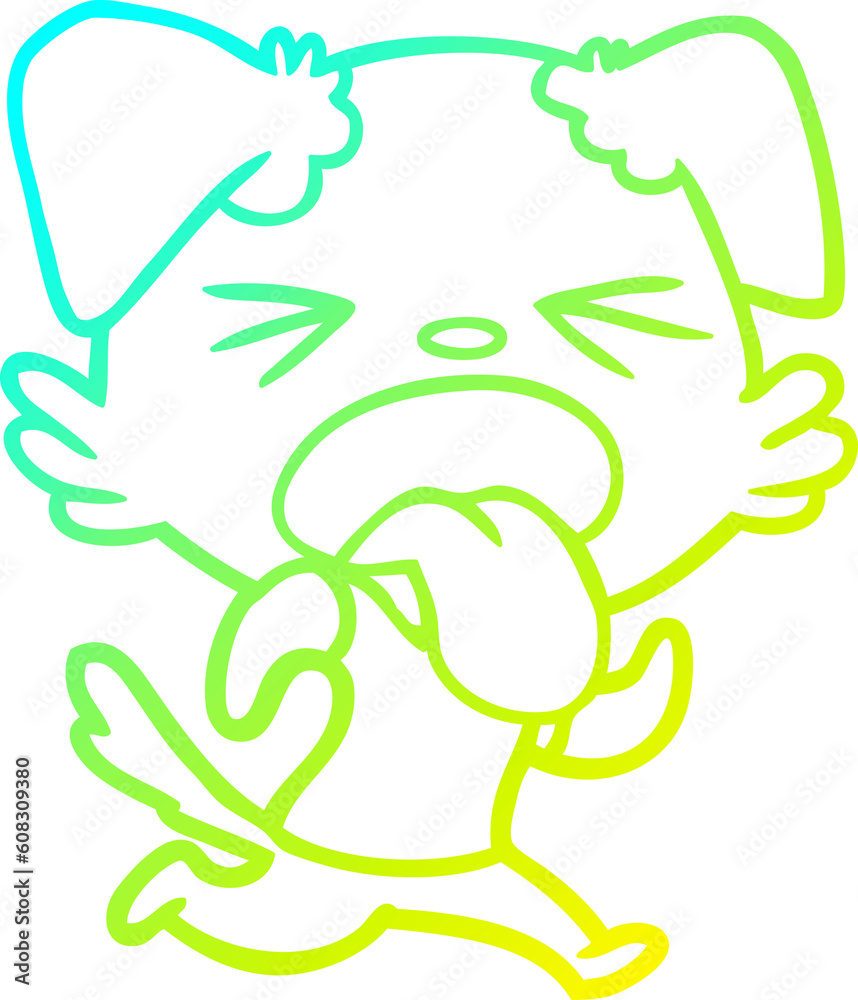 cold gradient line drawing of a cartoon disgusted dog cold gradient line drawing of a cartoon disgusted dog