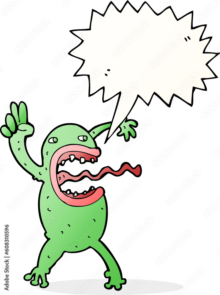 Fototapeta premium cartoon crazy frog with speech bubble