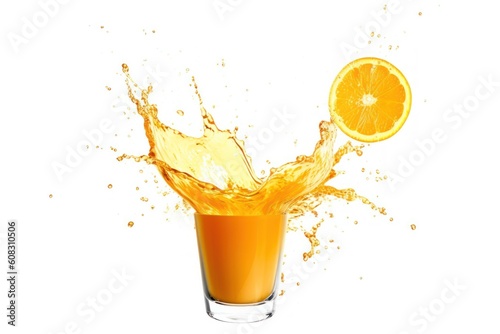 stock photo of a cup orange juice splash flying Food Photography