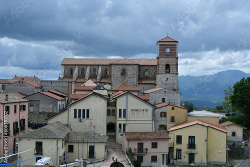 Panoramic view of Sant'Angelo dei Lombardi, a small village in the southern mountains in the province of Avellino, Italy.