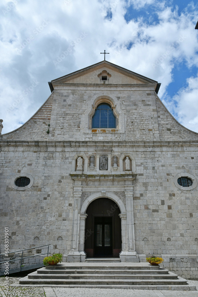 Fototapeta premium The facade of the cathedral of Sant'Angelo dei Lombardi,a village in the province of Avellino, Italy.