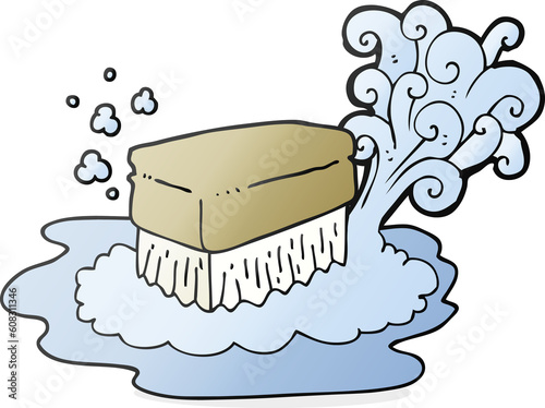 freehand drawn cartoon scrubbing brush