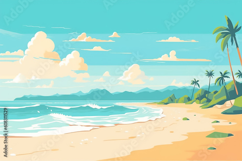 Beautiful sunny view of seascape with tropical palm tree © Brijesh