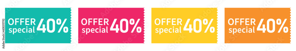 set colorful voucher, special discount, special offer 40% set colorful voucher, special discount, special offer 40%