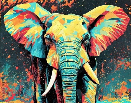 elephant multicolor with background