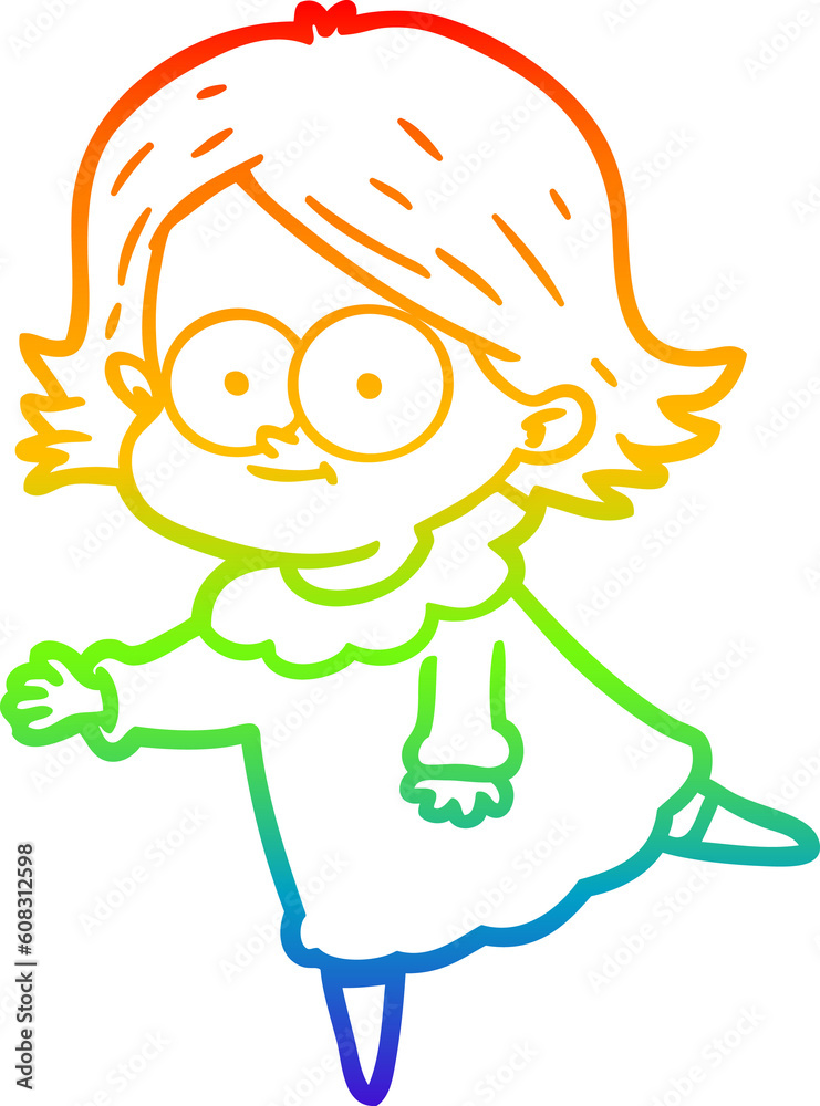 rainbow gradient line drawing of a happy cartoon girl rainbow gradient line drawing of a happy cartoon girl