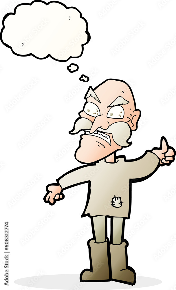 cartoon angry old man in patched clothing with speech bubble cartoon angry old man in patched clothing with speech bubble