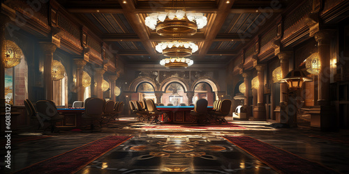 AI generated illustration of casino gambling hall
