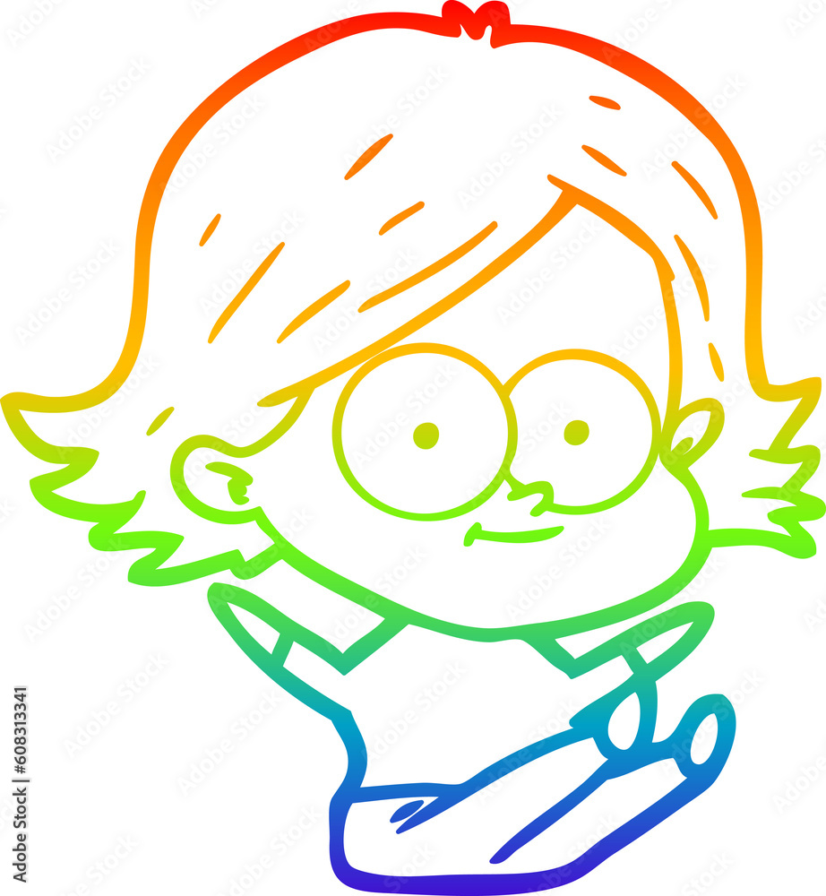 rainbow gradient line drawing of a happy cartoon girl rainbow gradient line drawing of a happy cartoon girl