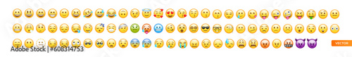Iphone Whatsapp emojis. High quality emoticons isolated on a white background. Heart emoji set. Social media emojis. Yellow, simple, vector, printed on paper. icon for website design, mobile app.
