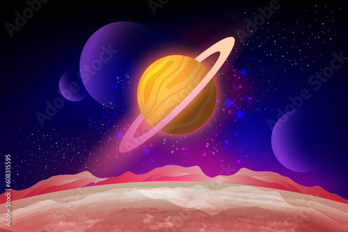 Solar system planets cartoon observatory small planets pluto venus mercury neptune mars crater stars and stars cosmos