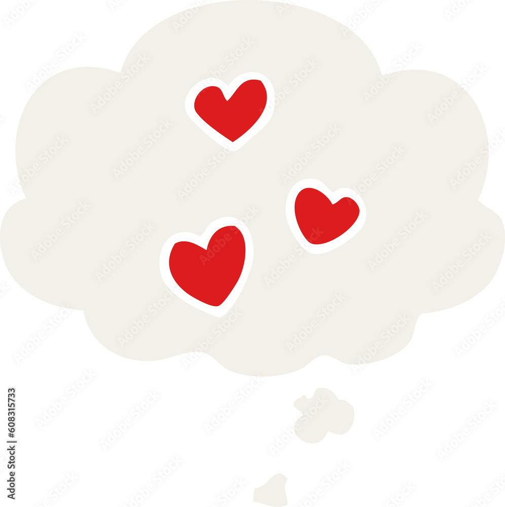 cartoon love heart with thought bubble in retro style