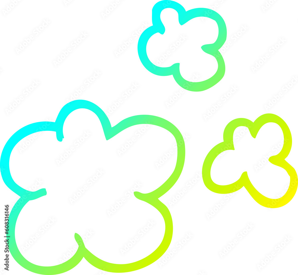 Obraz premium cold gradient line drawing of a cartoon smoke puffs