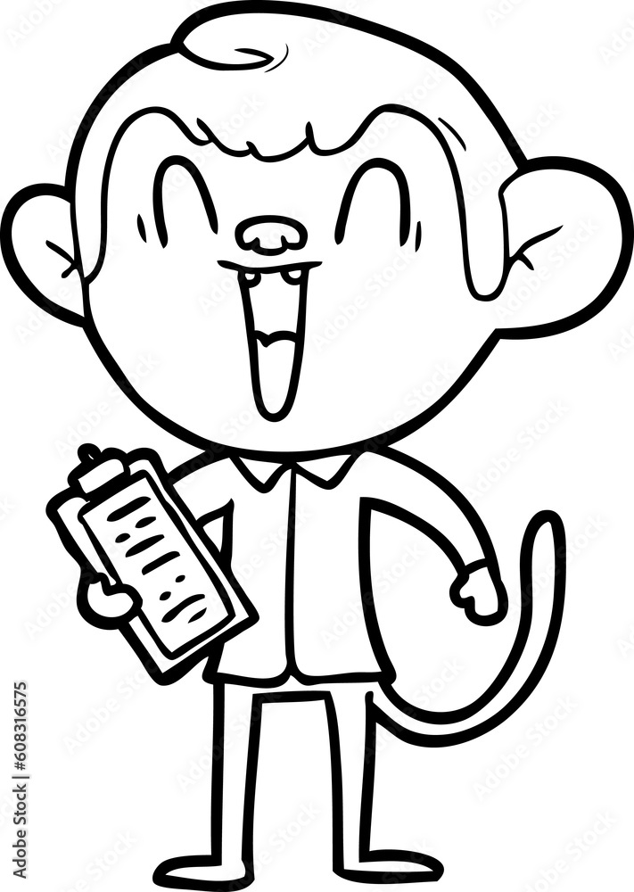 Fototapeta premium cartoon laughing monkey