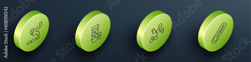 Set Isometric line Cigarette, Antidote, Chemical formula and Thermometer icon. Vector