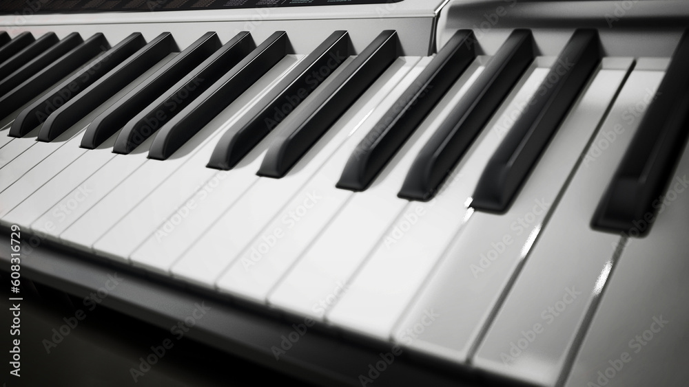 Music keyboard keys. 3D illustration Music keyboard keys. 3D illustration