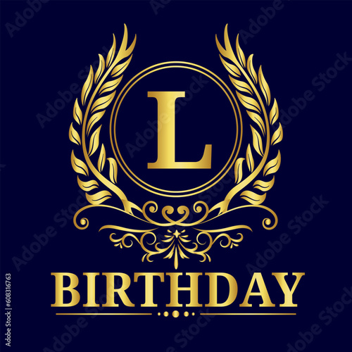 Letter L Alphabet, Golden Letter L Luxury Gold Alphabet Vector Design, A to Z Design Illustrations, Birthday boy or girl with names starting with the letter L
