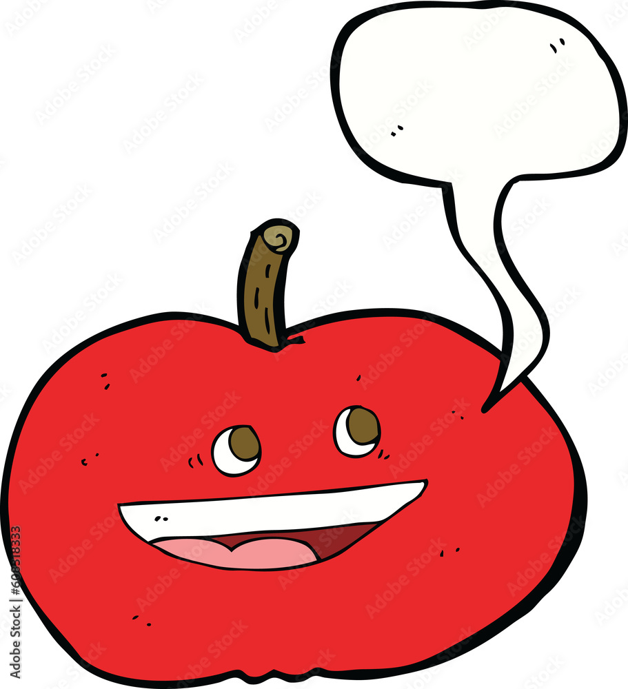 cartoon happy apple with speech bubble cartoon happy apple with speech bubble