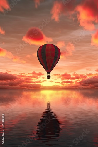hot air balloon at sunset Generative Ai