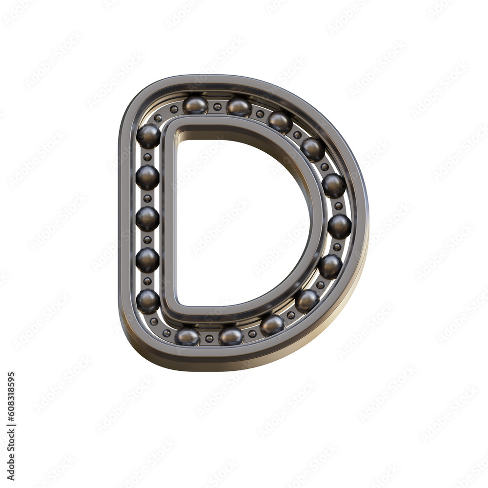 Obraz premium Futuristic Bearing 3D Alphabet or PNG Letters