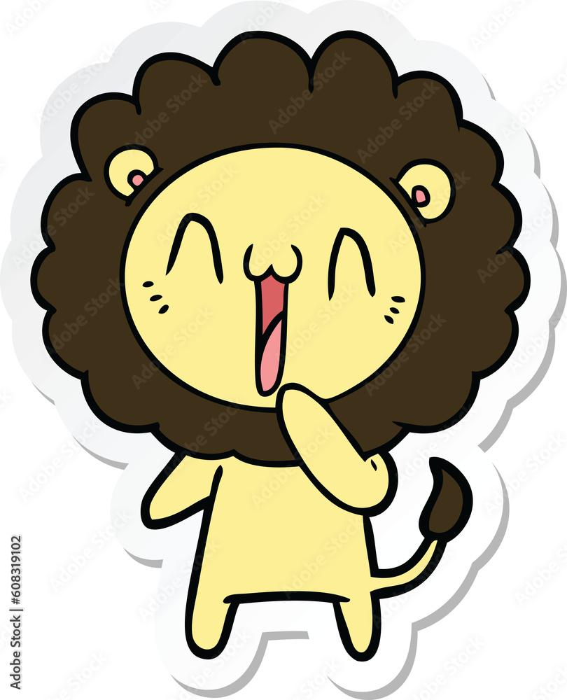 Fototapeta premium sticker of a happy cartoon lion
