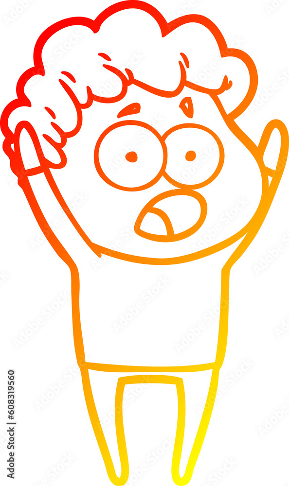 Obraz premium warm gradient line drawing of a cartoon man gasping in surprise