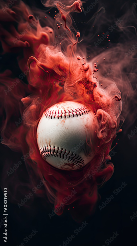 smoke-filled baseball, adding an element of mystery and intensity to the game, AI