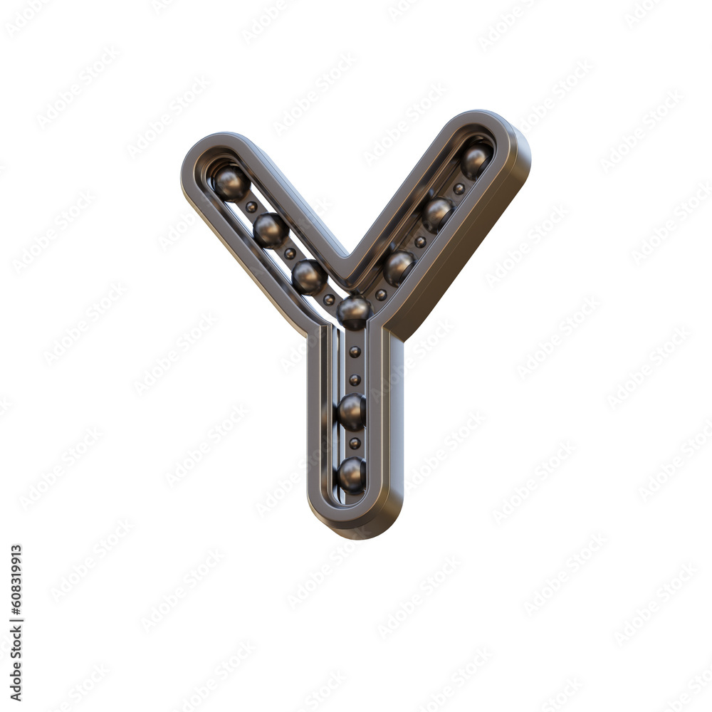 Fototapeta premium Futuristic Bearing 3D Alphabet or PNG Letters