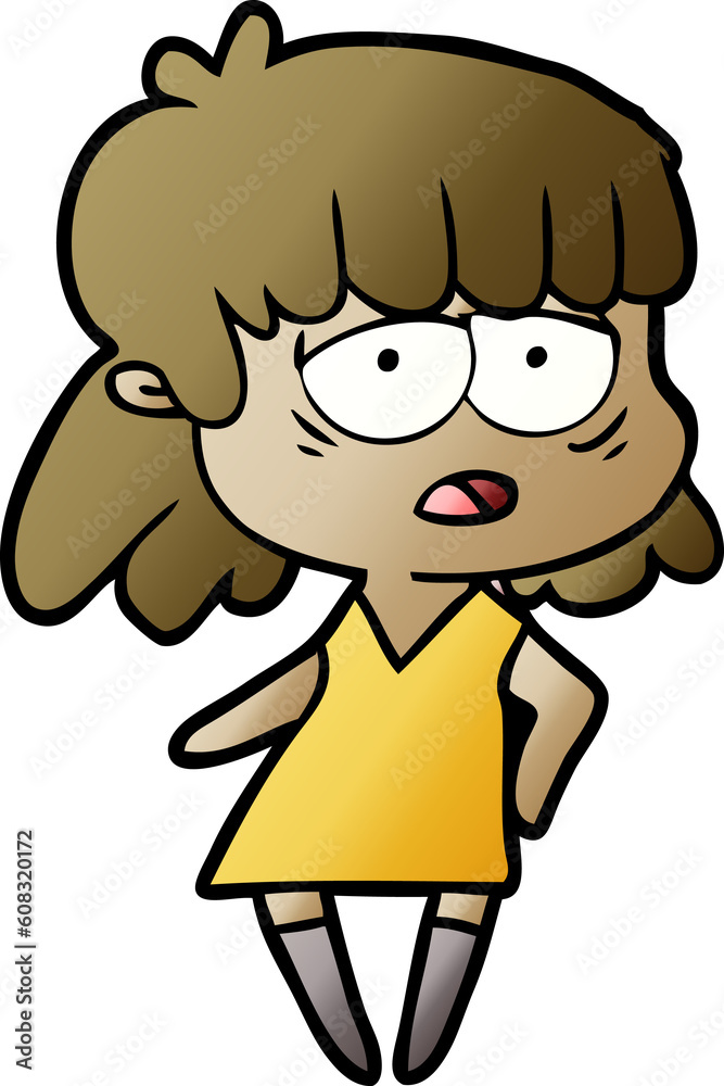 Obraz premium cartoon tired woman