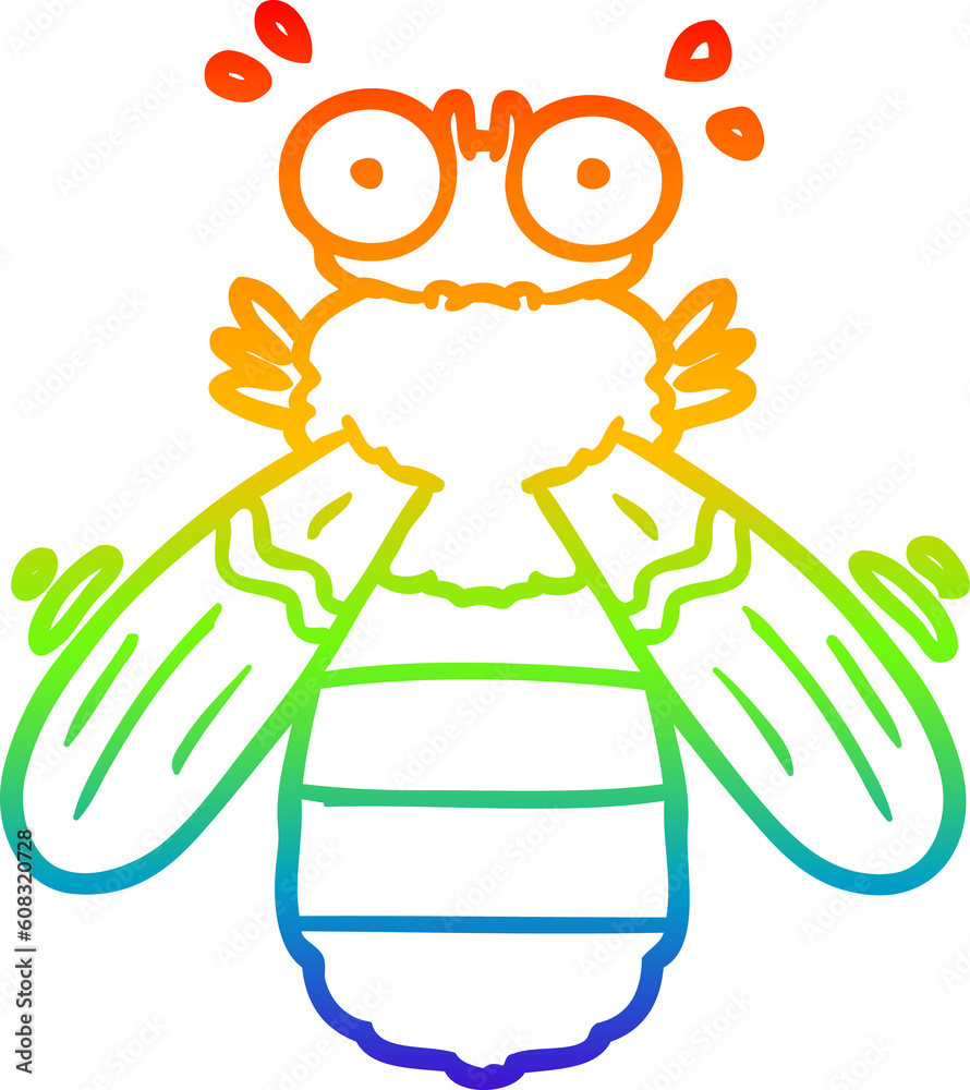 rainbow gradient line drawing of a cartoon bee rainbow gradient line drawing of a cartoon bee