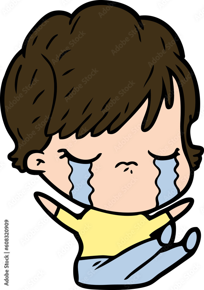 cartoon woman crying