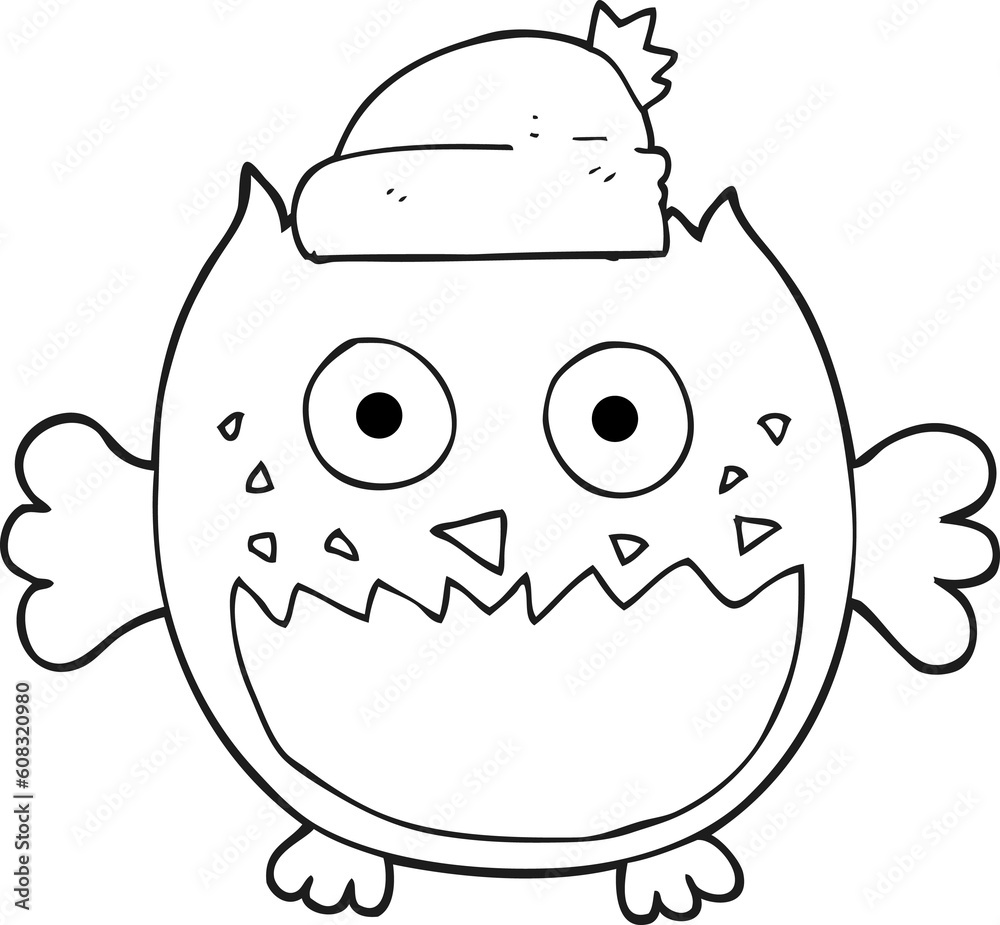 freehand drawn black and white cartoon owl freehand drawn black and white cartoon owl