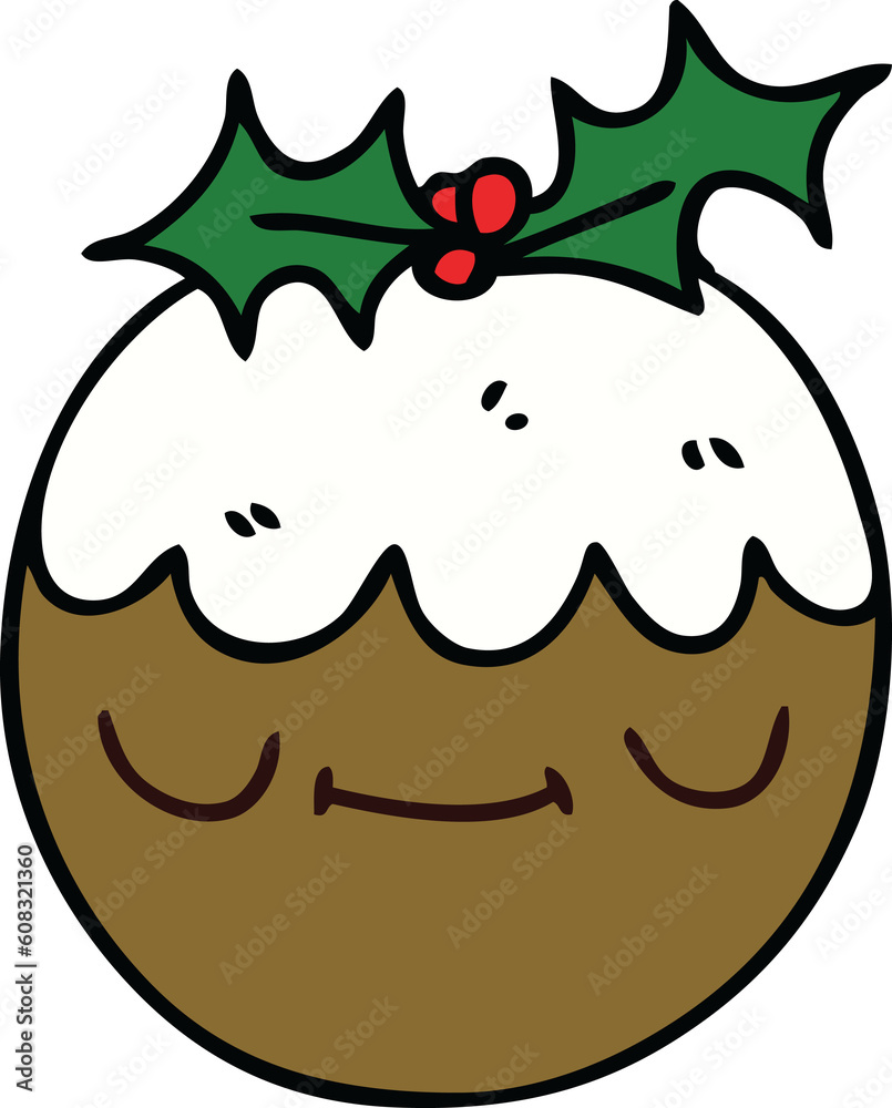 hand drawn quirky cartoon christmas pudding hand drawn quirky cartoon christmas pudding
