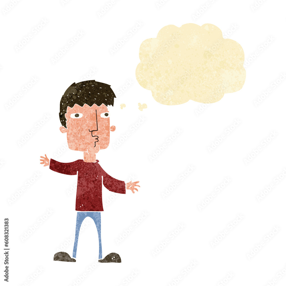 cartoon curious man with thought bubble cartoon curious man with thought bubble