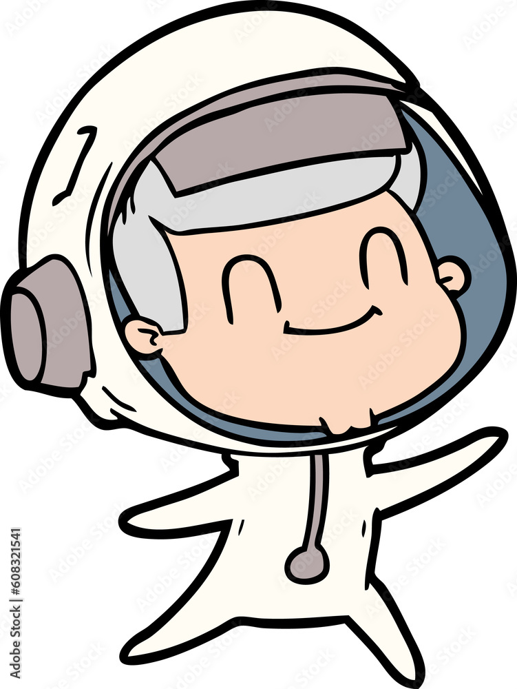 happy cartoon astronaut