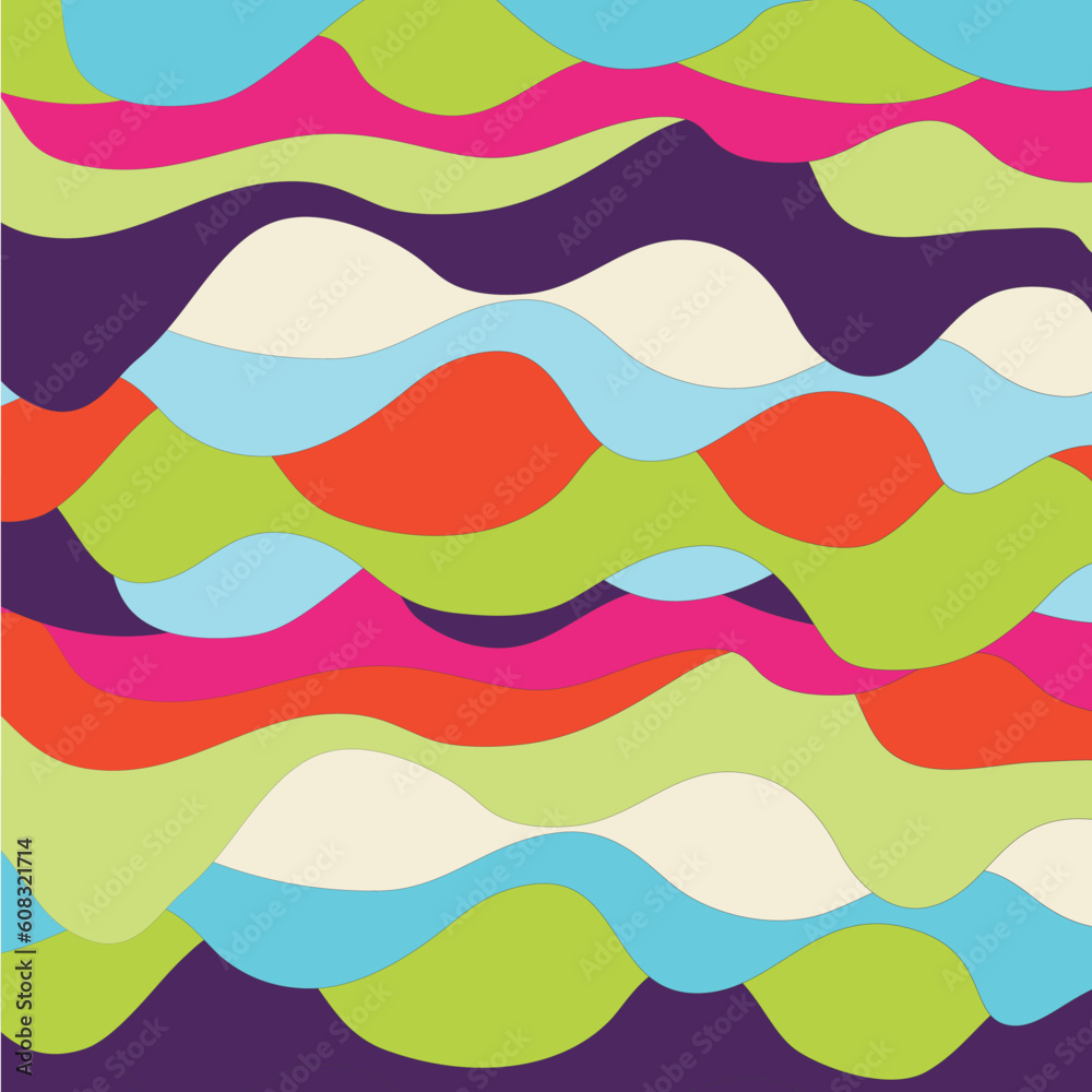Psychedelic waves candy colors pink blue vector illustration