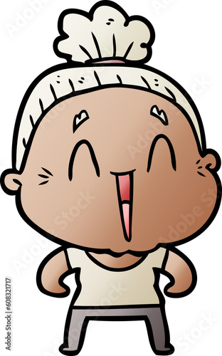 cartoon happy old lady