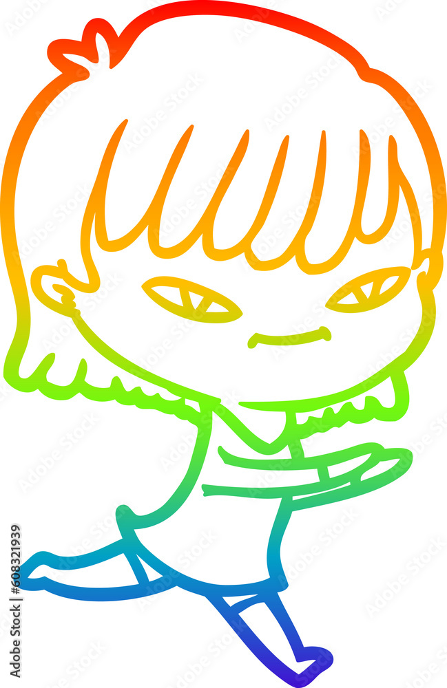 rainbow gradient line drawing of a cartoon woman rainbow gradient line drawing of a cartoon woman
