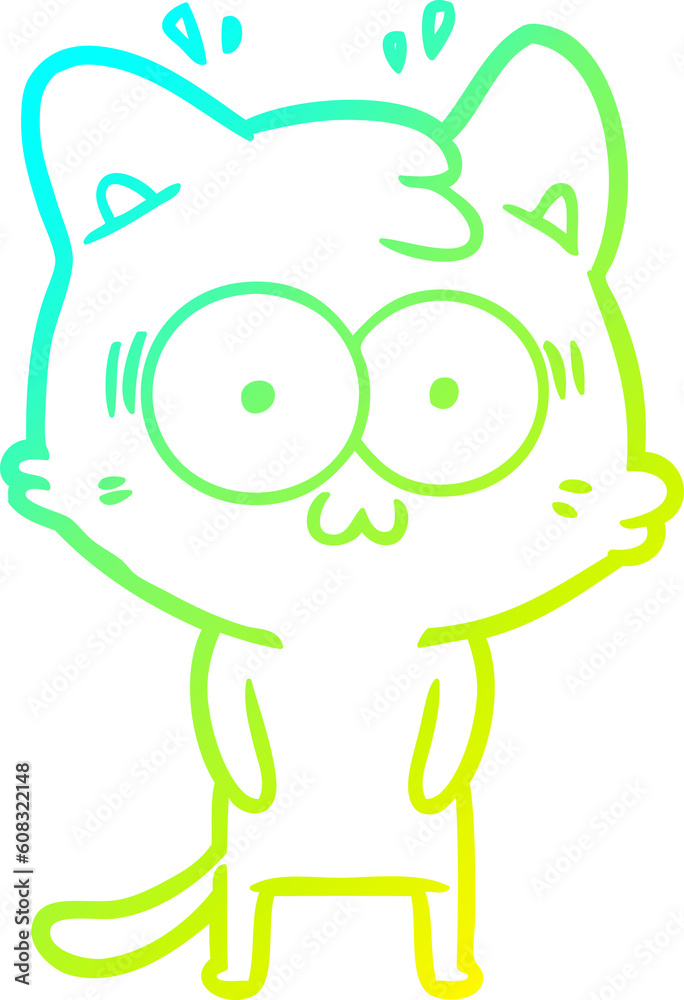 cold gradient line drawing of a cartoon surprised cat cold gradient line drawing of a cartoon surprised cat
