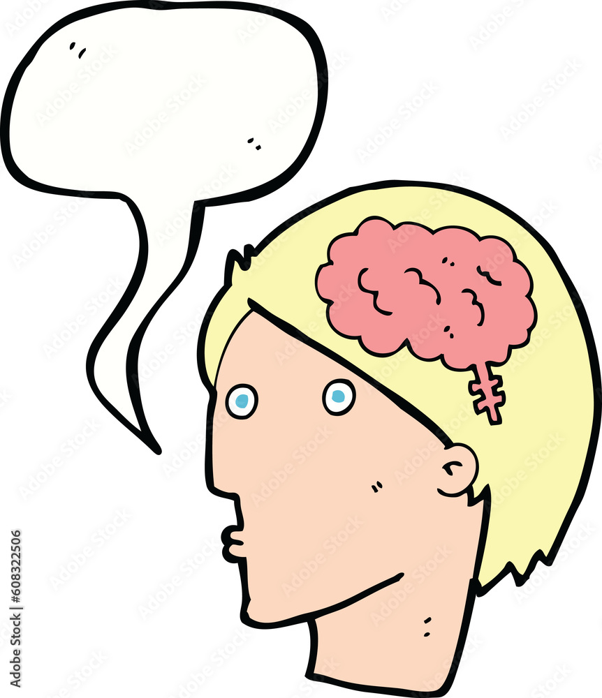 cartoon man with brain symbol with speech bubble cartoon man with brain symbol with speech bubble