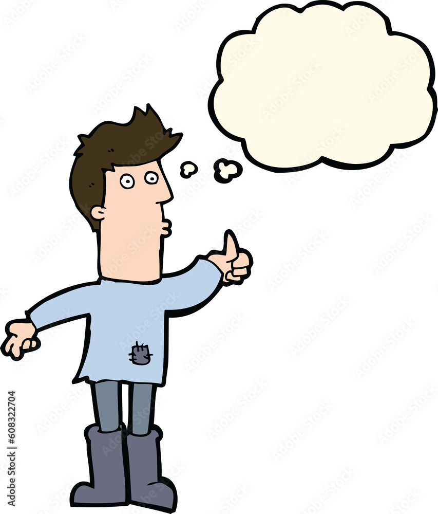 cartoon poor man with thought bubble cartoon poor man with thought bubble