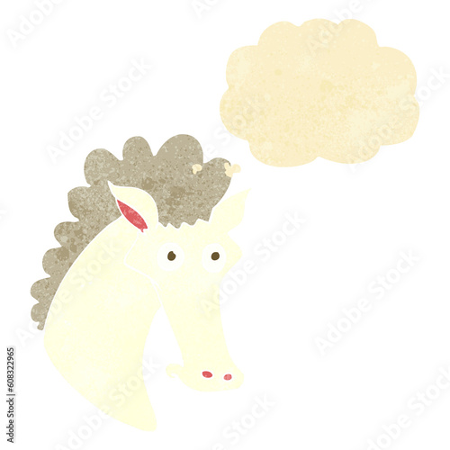 cartoon horse head with thought bubble