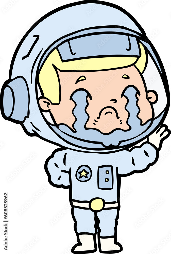 Obraz premium cartoon crying astronaut