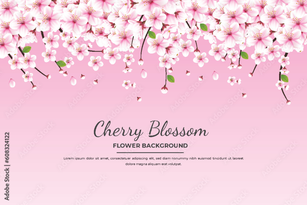 Vector cherry blossom branch with sakura flower.cherry blossom  with cherry bud and pink sakura flower