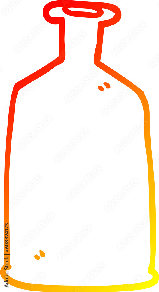 warm gradient line drawing of a cartoon clear glass bottle