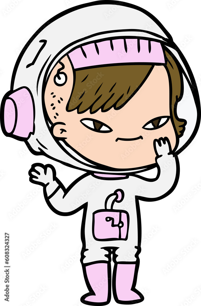 cartoon astronaut woman