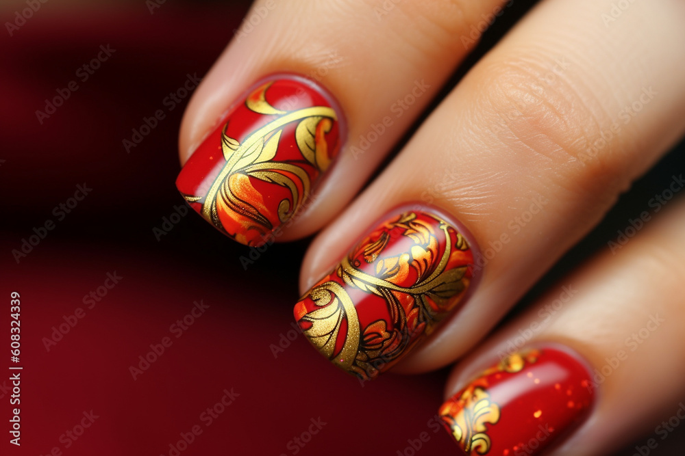 Schöne gepflegte Kunst Fingernägel mit toller Lackierung aus dem Kosmetik Nagelstudio, ai generativ Schöne gepflegte Kunst Fingernägel mit toller Lackierung aus dem Kosmetik Nagelstudio, ai generativ