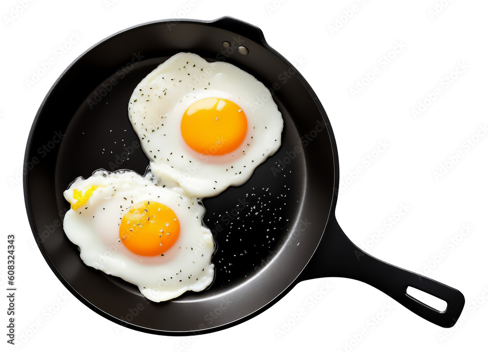 fried eggs in a frying pan, generative ai fried eggs in a frying pan, generative ai