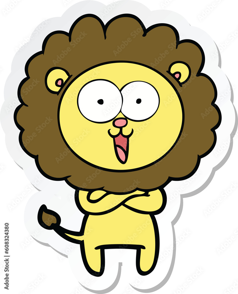 sticker of a happy cartoon lion sticker of a happy cartoon lion